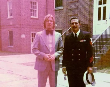 Restored and colorized photograph of two men